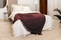 Koc 150 x 200 Bawełniany Boho Aredo 10 Bordo