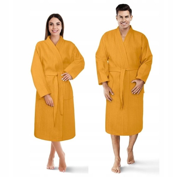 Szlafrok Kimono Gofer Bawełniany Unisex L/XL Muszt