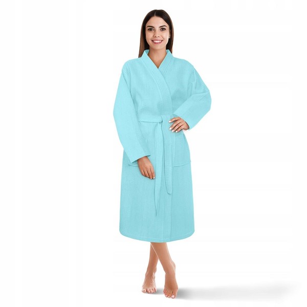 Szlafrok Kimono Gofer Bawełniany Unisex XXL Mięta