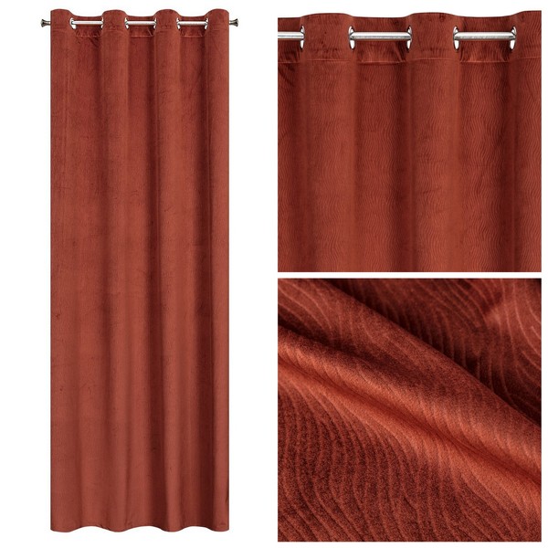 Zasłona Velvet Lili 140 x 250 Przelotka Mahoń