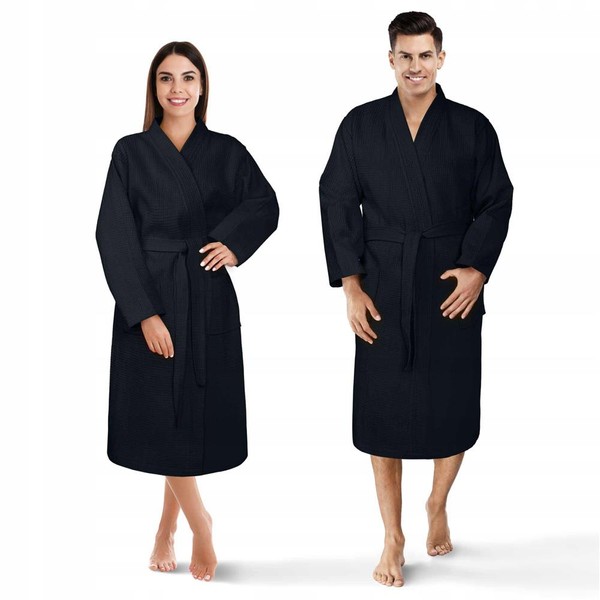 Szlafrok Kimono Gofer Bawełniany Unisex  S/M Grafit