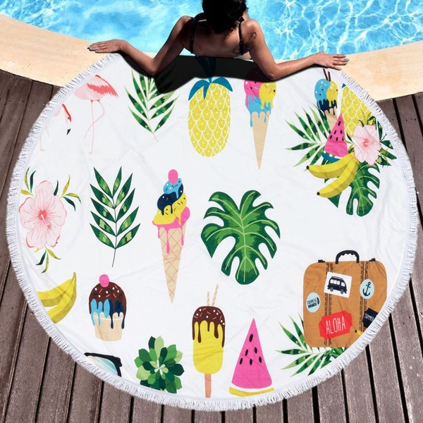 Ręcznik Koc 150 cm Okrągły Plażowy Boho 15