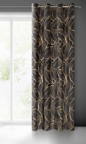 Zasłona Velvet Asteja 140 x 250 Przelotka Czarny